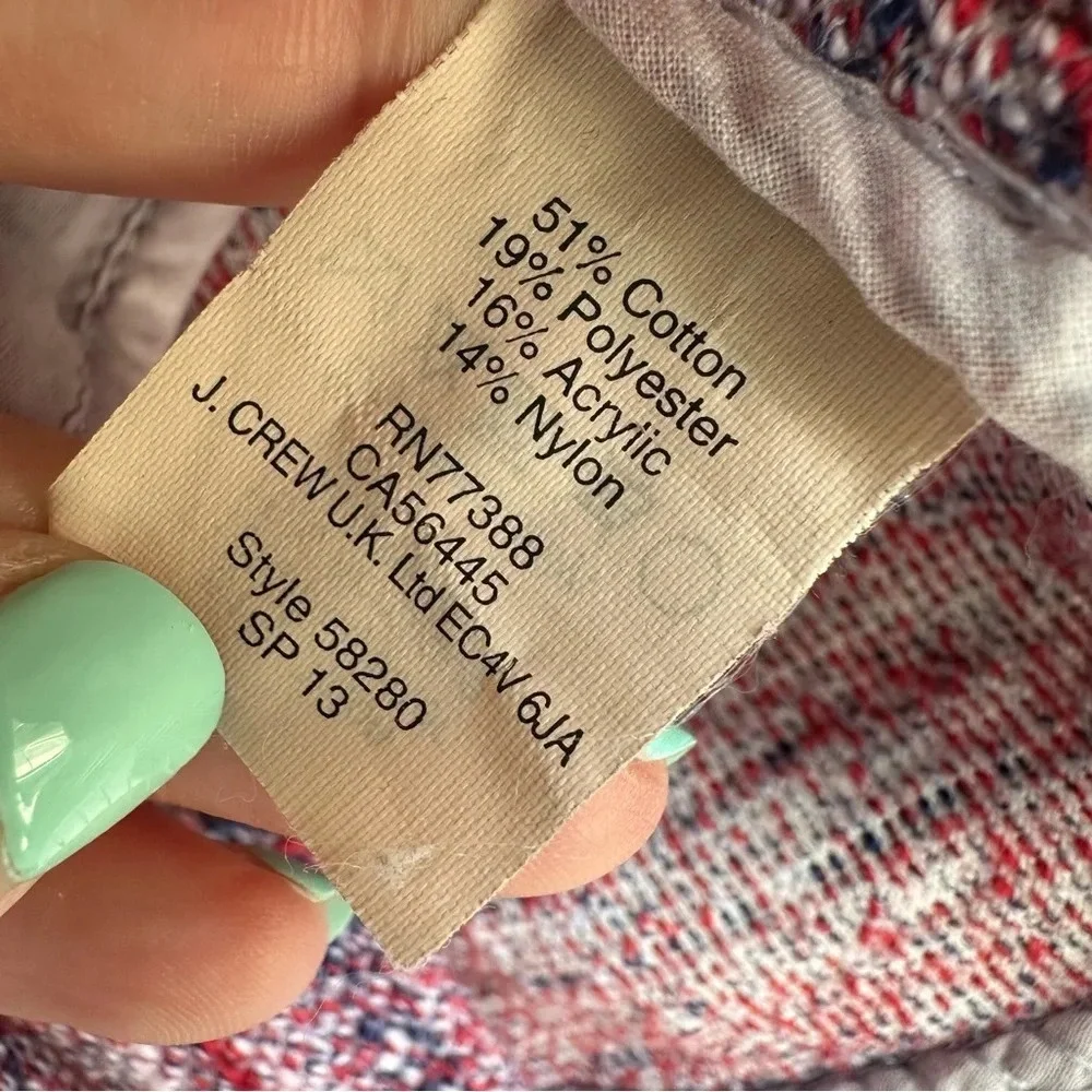 J. Crew Poppy Micro Tweed Jacket Size Medium Pink Purple Two Way Zip Pockets